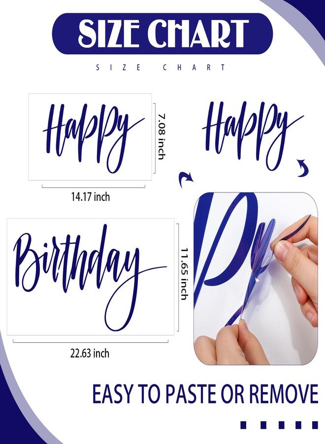 Sinload Happy Birthday Sign for Backdrop, Disposable Party Decoration, Easy Stick& Peel Wall Decal for Photo Background, Balloon Arch Decor(Blue) - Image 2